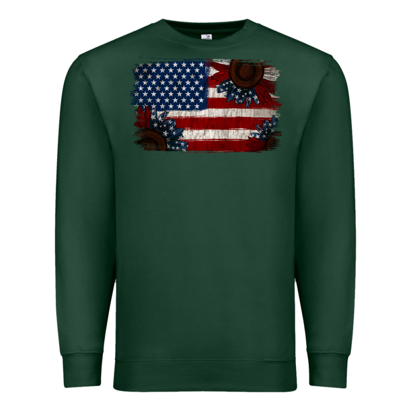 Distressed Sunflower American Flag Premium Sweatshirt by Jasminsmagicworld | Teevron