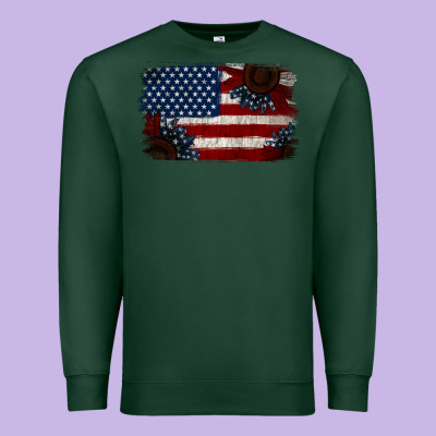 Distressed Sunflower American Flag Premium Sweatshirt Designed By Jasminsmagicworld