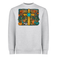 Heather Grey fall cross Heavyweight Sweatshirt - RanaPortraitStore