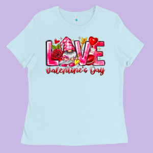 Love Valentines Day Gnome Ladies Tee Designed By Cowhidedigitalart