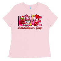 Bubblegum Pink Love Valentines Day Gnome Ladies Tee - CowhideDigitalArt