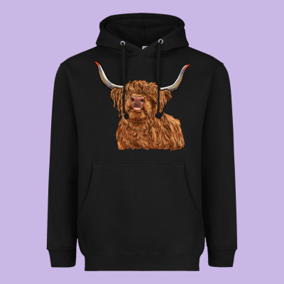Highland Cow Heavyweight Hoodie Designed By Ranaportraitstore
