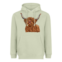 Matcha highland cow Heavyweight Hoodie - RanaPortraitStore