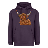 Plum highland cow Heavyweight Hoodie - RanaPortraitStore