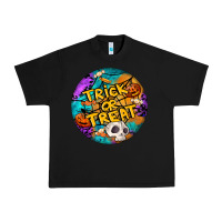 Black Trick Or Treat Hallowen Round Urban Heavy Tee - LillyAllenDesigns