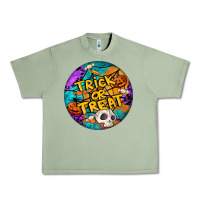 Oil Green Trick Or Treat Hallowen Round Urban Heavy Tee - LillyAllenDesigns
