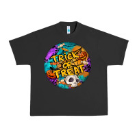 Pigment Black Trick Or Treat Hallowen Round Urban Heavy Tee - LillyAllenDesigns