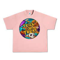 Trick Or Treat Hallowen Round Urban Heavy Tee | Teevron