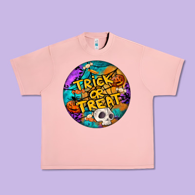 Trick Or Treat Hallowen Round Urban Heavy Tee Designed By Lillyallendesigns
