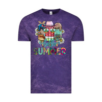 Cloud Purple Hello Summer Vintage Tee - CowhideDigitalArt