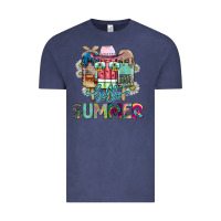 Vintage Denim Hello Summer Vintage Tee - CowhideDigitalArt