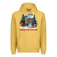 Antique Gold greetings of the season y'all with armadillo Premium Hoodie - BarkalooDesign