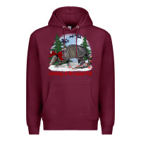 Burgundy greetings of the season y'all with armadillo Premium Hoodie - BarkalooDesign