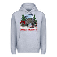 Heather Grey greetings of the season y'all with armadillo Premium Hoodie - BarkalooDesign