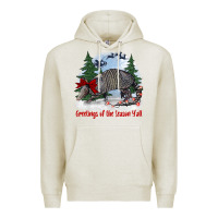 Oatmeal Heather greetings of the season y'all with armadillo Premium Hoodie - BarkalooDesign