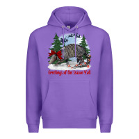 Purple greetings of the season y'all with armadillo Premium Hoodie - BarkalooDesign