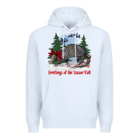 White greetings of the season y'all with armadillo Premium Hoodie - BarkalooDesign