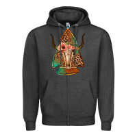 Charcoal Heather bullskull arrowhead Zipper Hoodie - Jasminsmagicworld