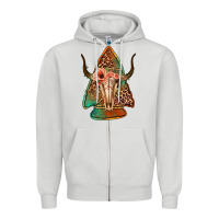 Dove Grey bullskull arrowhead Zipper Hoodie - Jasminsmagicworld