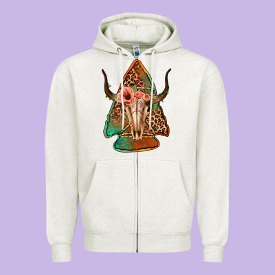 Bullskull Arrowhead Zipper Hoodie Designed By Jasminsmagicworld