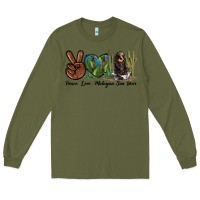Army Green Peace Love Malayan Sun Bear Long Sleeve Tee - LillyAllenDesigns
