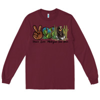 Burgundy Peace Love Malayan Sun Bear Long Sleeve Tee - LillyAllenDesigns