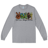 Heather Grey Peace Love Malayan Sun Bear Long Sleeve Tee - LillyAllenDesigns