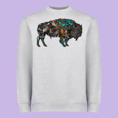 Cowhide Bison Heavyweight Sweatshirt Designed By Ranaportraitstore