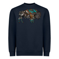 Navy cowhide bison Heavyweight Sweatshirt - RanaPortraitStore