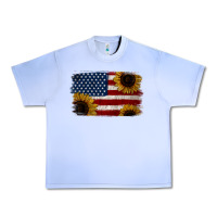 Grape Ice Distressed Yellow Sunflower American Flag Urban Heavy Tee - Jasminsmagicworld