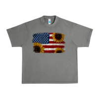 Tornado Distressed Yellow Sunflower American Flag Urban Heavy Tee - Jasminsmagicworld