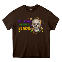 On Tuesdays We Wear Beads Skull Heavy Core Tee | Teevron