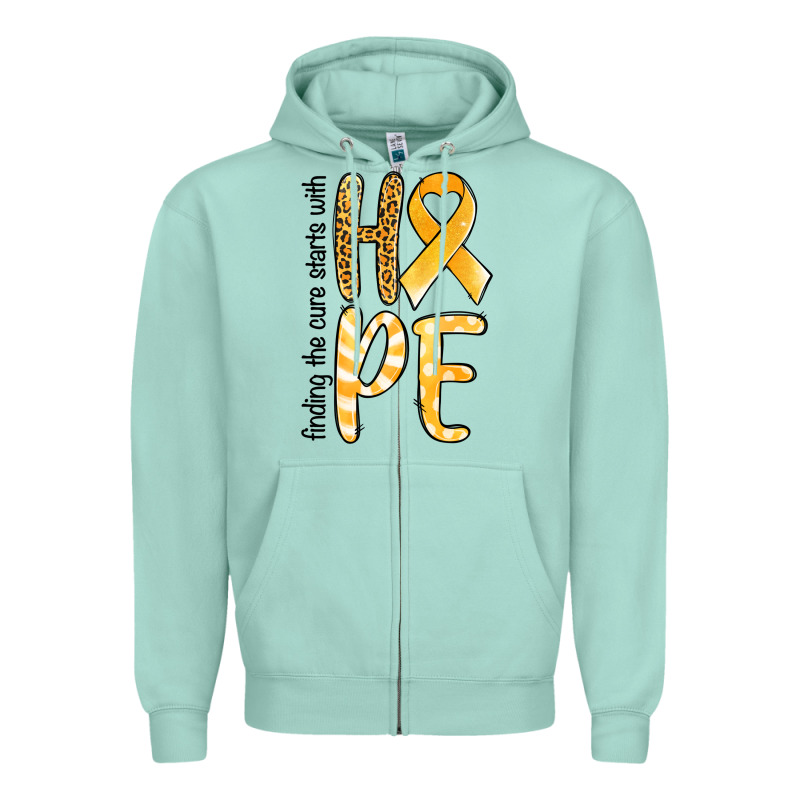 Finding The Cure Starts With Hope Childhood Cancer Awareness Zipper Hoodie by Jasminsmagicworld | Teevron