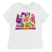 White Happy Hallo Thanks Mas Ladies Tee - CowhideDigitalArt