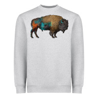 Heather Grey leopard bison Heavyweight Sweatshirt - RanaPortraitStore
