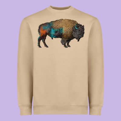 Leopard Bison Heavyweight Sweatshirt Designed By Ranaportraitstore