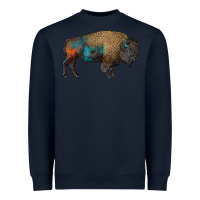 Navy leopard bison Heavyweight Sweatshirt - RanaPortraitStore