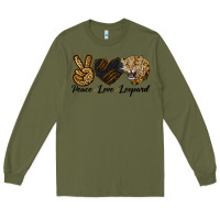 Army Green Peace Love Lion Head Long Sleeve Tee - LillyAllenDesigns