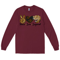Burgundy Peace Love Lion Head Long Sleeve Tee - LillyAllenDesigns