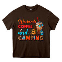 Chocolate Brown weekends coffee and camping frappe coffee Heavy Core Tee - FaDigitalArtStudio