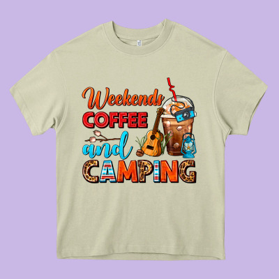 Weekends Coffee And Camping Frappe Coffee Heavy Core Tee Designed By Fadigitalartstudio