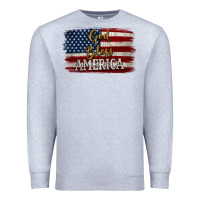 Heather Grey God Bless America Distressed Flag Premium Sweatshirt - Jasminsmagicworld