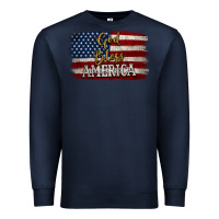Navy God Bless America Distressed Flag Premium Sweatshirt - Jasminsmagicworld