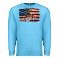 Ocean Blue God Bless America Distressed Flag Premium Sweatshirt - Jasminsmagicworld