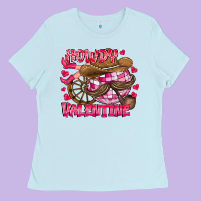 Howdy Valentine Ladies Tee Designed By Cowhidedigitalart