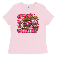 Bubblegum Pink Howdy Valentine Ladies Tee - CowhideDigitalArt