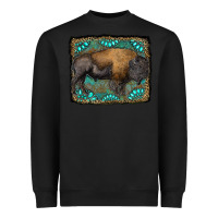Black bison with gemstone background Heavyweight Sweatshirt - RanaPortraitStore