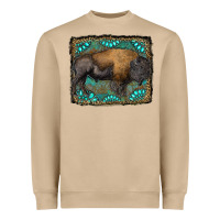 Mushroom bison with gemstone background Heavyweight Sweatshirt - RanaPortraitStore