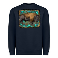 Navy bison with gemstone background Heavyweight Sweatshirt - RanaPortraitStore