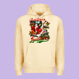Louisiana Christmas With Santa Premium Hoodie Designed By Barkaloodesign